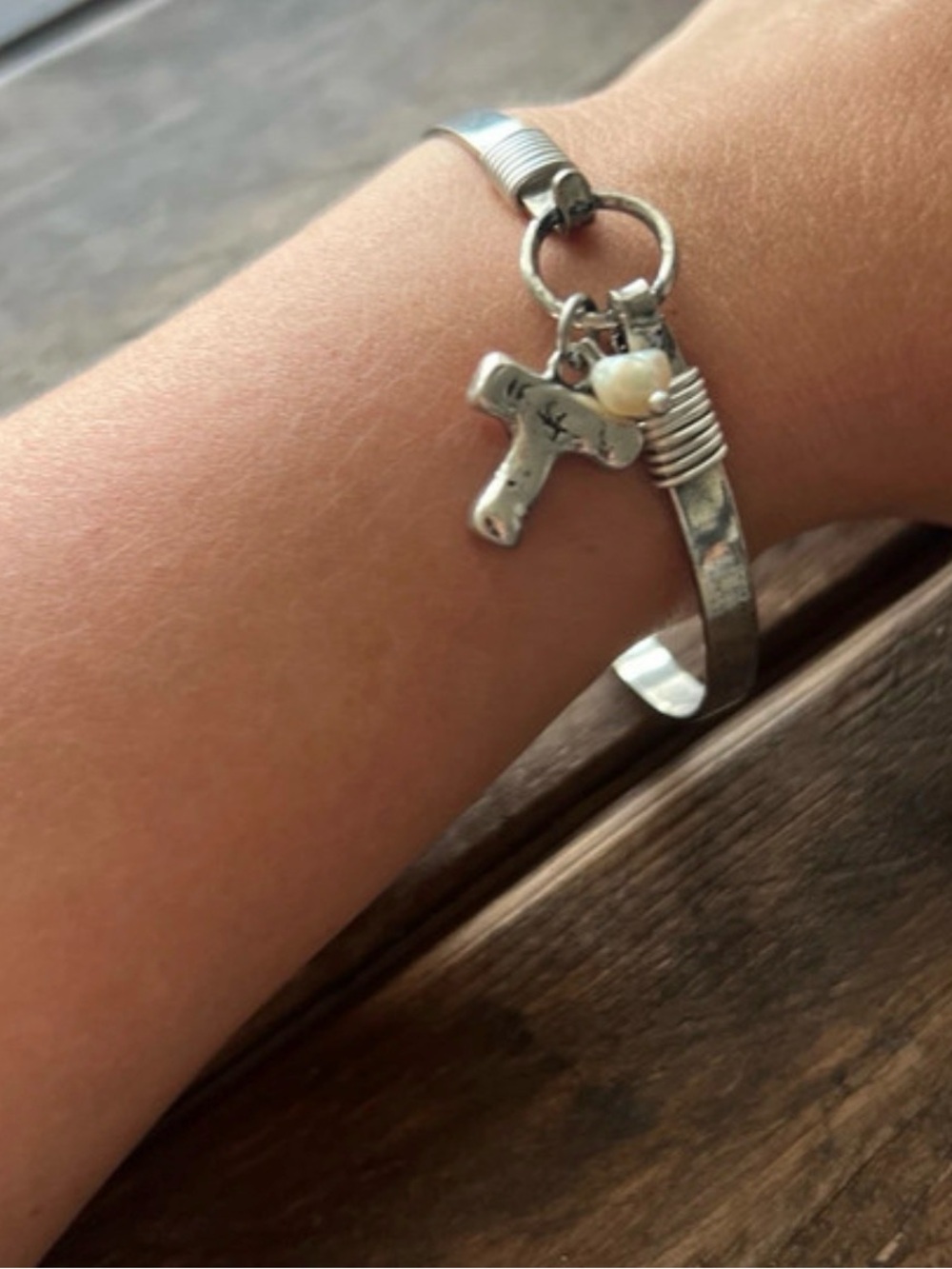 Silver Bangle - choose your letter - Picture 6 of 8